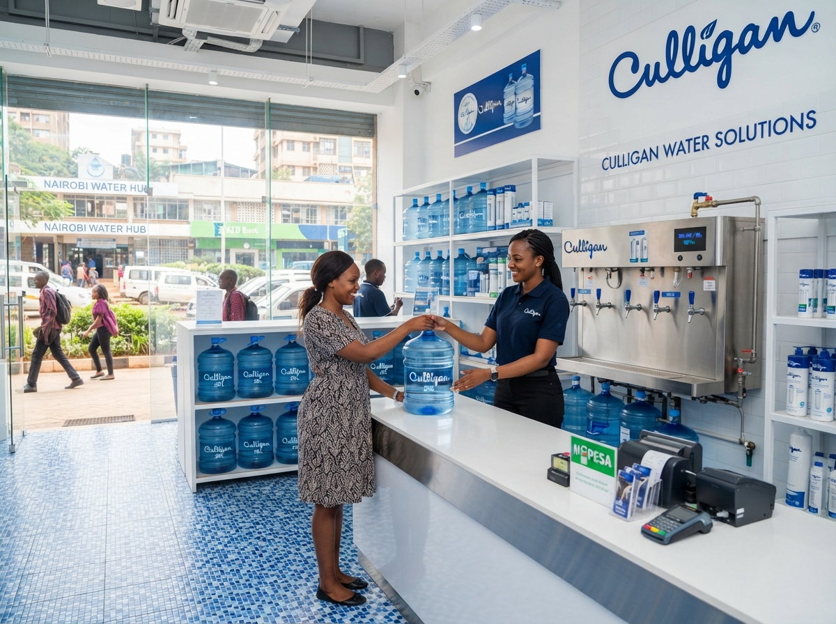 Modern Culligan water refill shop